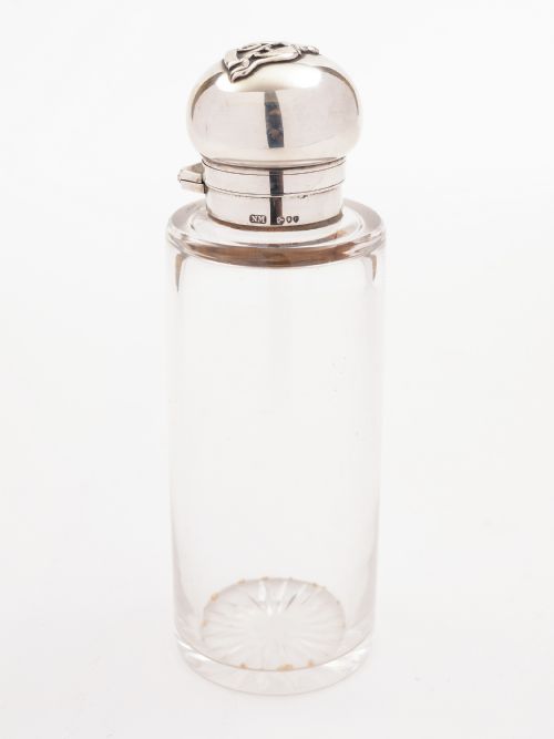 Victorian Silver Topped Flask Birmingham 1890