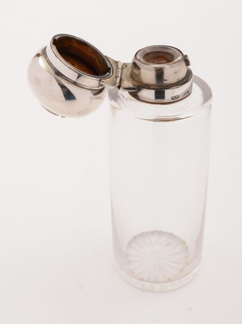 Victorian Silver Topped Flask Birmingham 1890