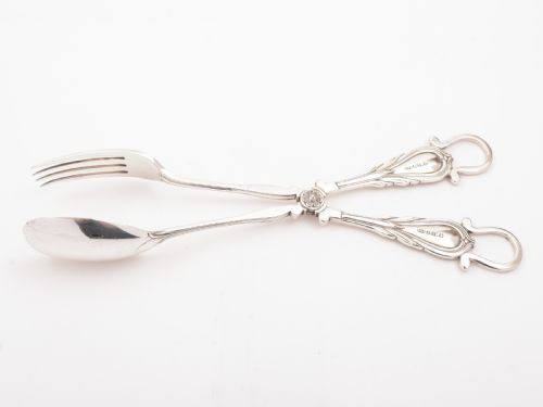Large Silver Plated Salad Servers Circa 1890