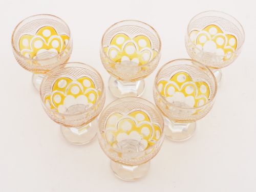 Edwardian Amber Overlay Decanter Set Circa 1905