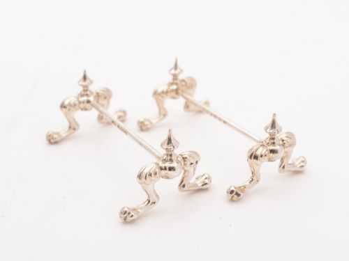 Cased Victorian Silver Knife Rests Birmingham 1887