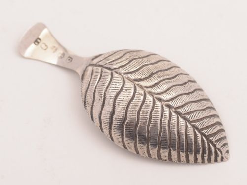 Georgian Silver Leaf Caddy Spoon Birmingham 1800