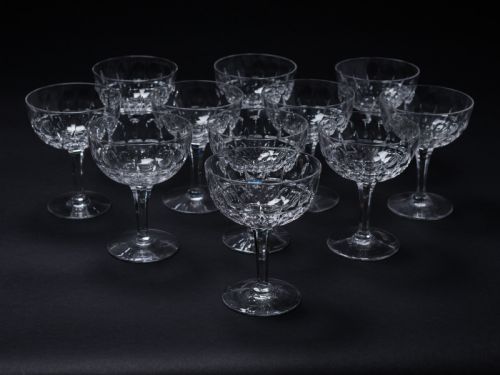 Set of 11 Cut Glass Champagnes Circa 1920