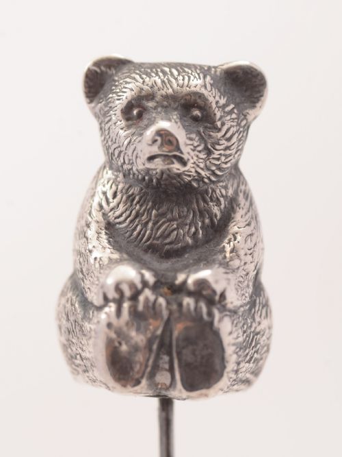 Edwardian Silver Bear Hat Pin Birmingham 1908