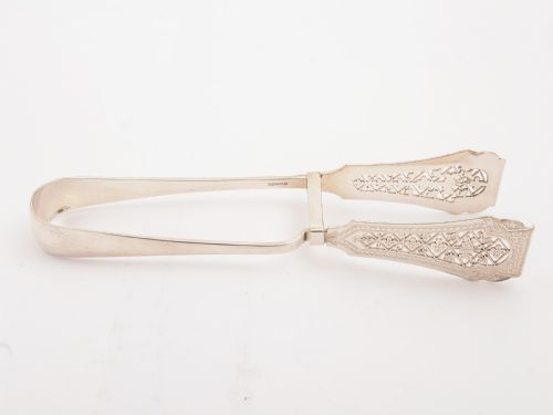 Victorian Silver Plated Serving Tongs Circa 1890