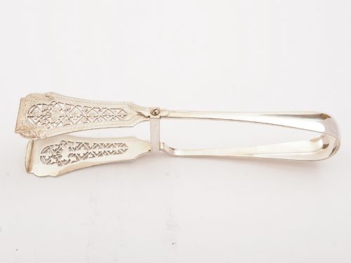 Victorian Silver Plated Serving Tongs Circa 1890