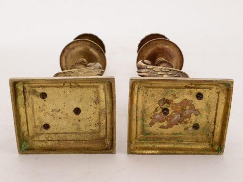 Pair of French Brass Griffin Candlesticks Circa 1900