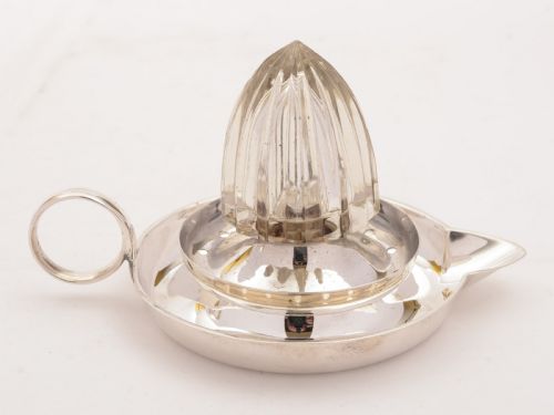Art Deco Silver Plated and Glass Lemon Squeezer