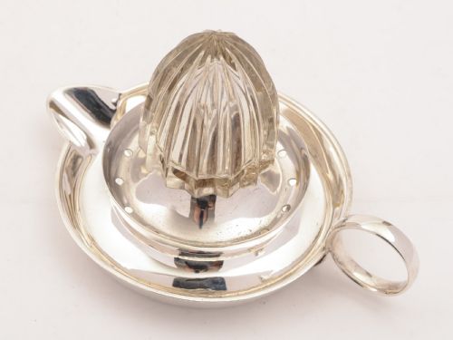 Art Deco Silver Plated and Glass Lemon Squeezer