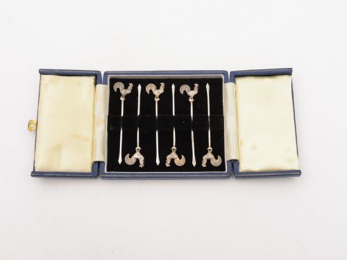 Set of 6 Silver Cocktail Sticks Circa 1930