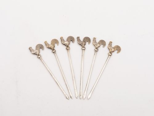 Set of 6 Silver Cocktail Sticks Circa 1930