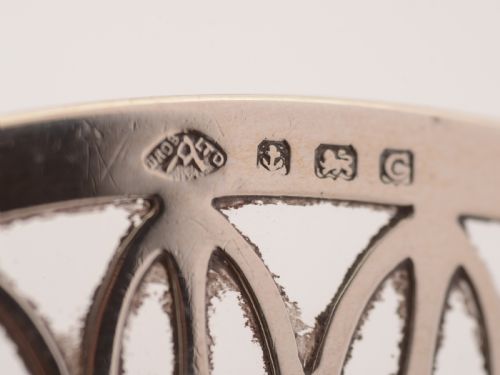 Silver and Glass Tea Pot Stand Birmingham 1927