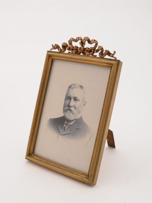 Edwardian Brass Ribbon Topped Photo Frame