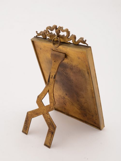 Edwardian Brass Ribbon Topped Photo Frame