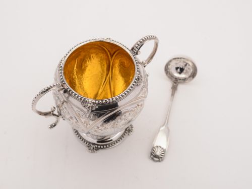 Victorian Sugar Bowl and Spoon Circa 1850