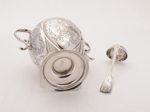 Victorian Sugar Bowl and Spoon Circa 1850