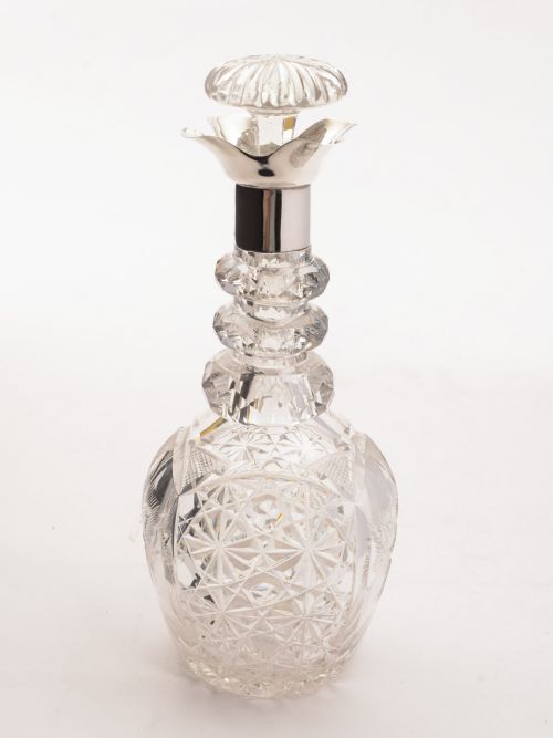 Silver Topped Cut Glass Decanter Sheffield 1925