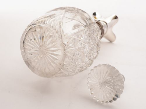 Silver Topped Cut Glass Decanter Sheffield 1925