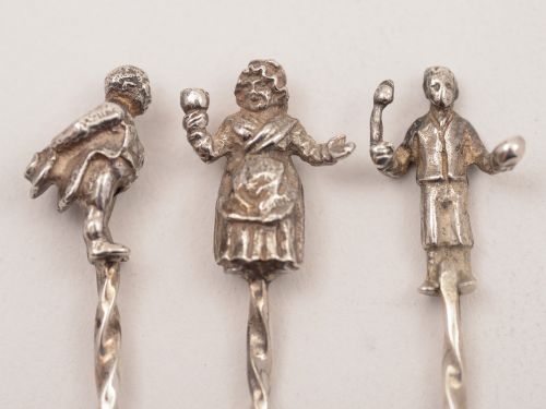 Set of 6 Silver Charles Dickens Cocktail Sticks