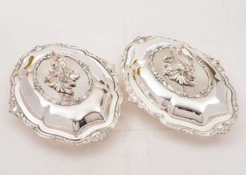 Pair of Victorian Entree Dishes Circa 1880