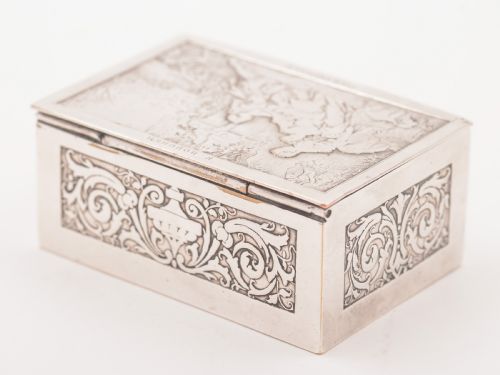 French Silver on Copper Stamp Box Circa 1900