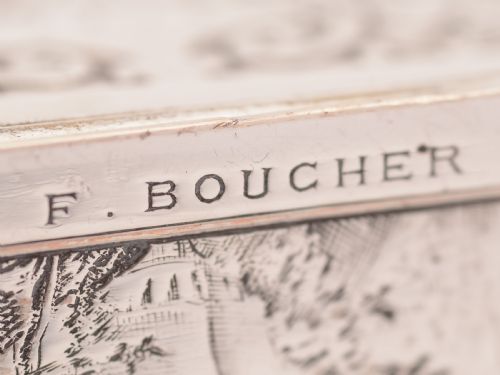 French Silver on Copper Stamp Box Circa 1900