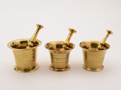 Three Brass 19th Century Pestle and Mortars