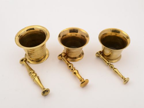 Three Brass 19th Century Pestle and Mortars