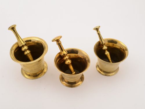 Three Brass 19th Century Pestle and Mortars