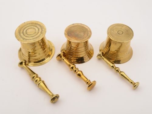 Three Brass 19th Century Pestle and Mortars