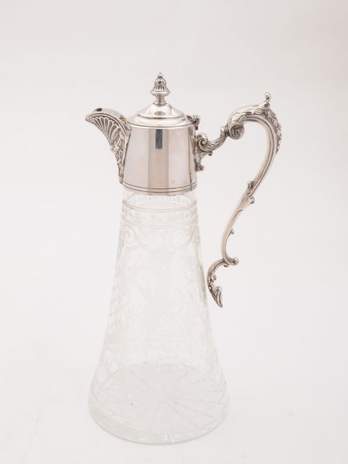 Victorian Cupid Etched Glass Claret Jug Circa 1890