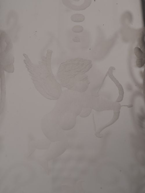 Victorian Cupid Etched Glass Claret Jug Circa 1890