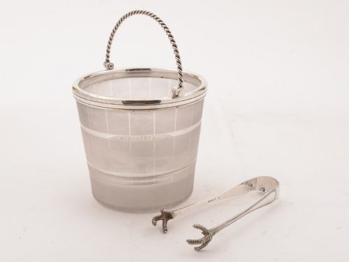 Victorian Ice Bucket and Ice Tongs Circa 1890