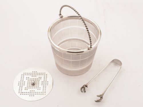 Victorian Ice Bucket and Ice Tongs Circa 1890