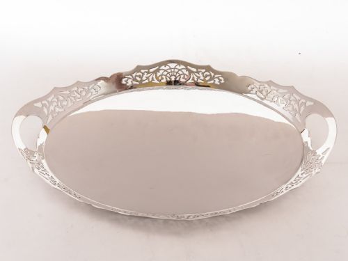 Edwardian Oval Silver Plated Gallery Tray Circa 1905