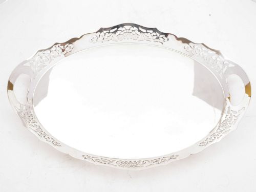 Edwardian Oval Silver Plated Gallery Tray Circa 1905
