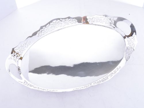 Edwardian Oval Silver Plated Gallery Tray Circa 1905