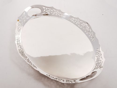 Edwardian Oval Silver Plated Gallery Tray Circa 1905