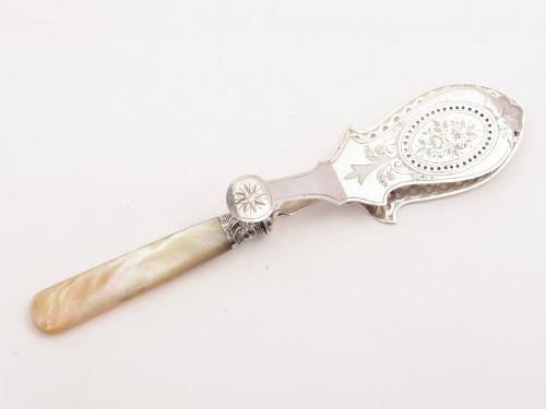 MOP and Silver Plated Serving Tongs Circa 1890
