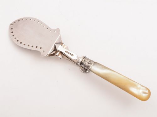 MOP and Silver Plated Serving Tongs Circa 1890