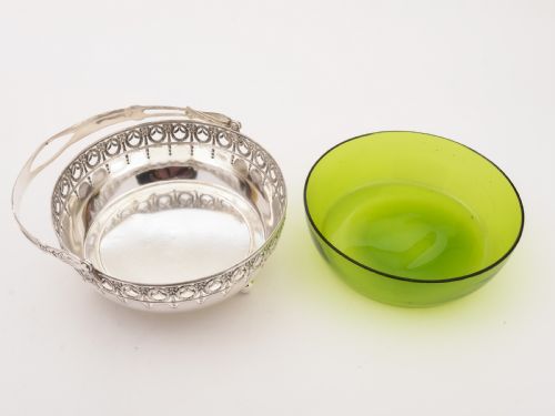 Edwardian Glass Lined Basket Circa 1905