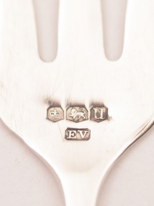 Cased Matched Set of 14 Silver Hors d'oeuvres Forks Sheffield