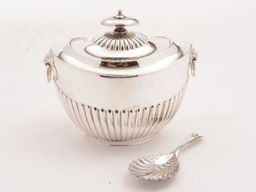 Edwardian Silver Plated Tea Caddy & Spoon Circa 1905