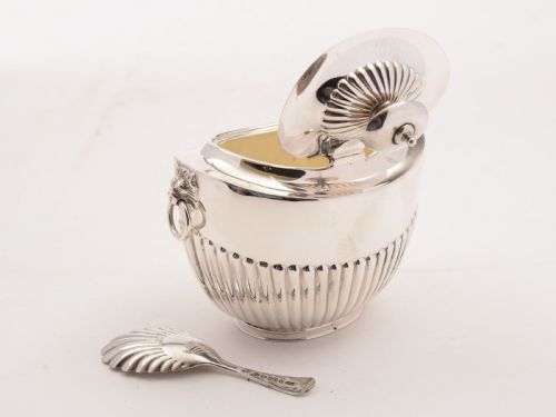 Edwardian Silver Plated Tea Caddy & Spoon Circa 1905