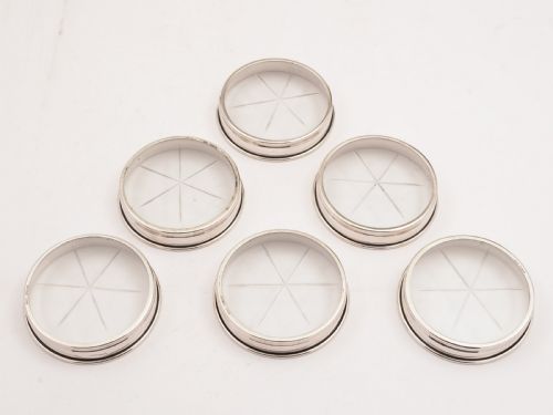 Set of 6 Sterling Silver and Glass Coasters Circa 1920
