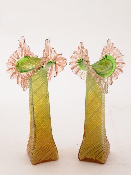 Pair of Victorian Glass Vases Circa 1890