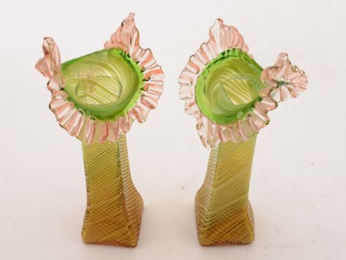 Pair of Victorian Glass Vases Circa 1890