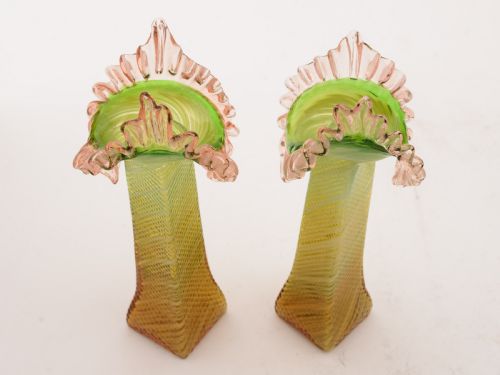 Pair of Victorian Glass Vases Circa 1890