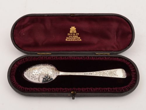 Cased Silver Christening Spoon London 1889