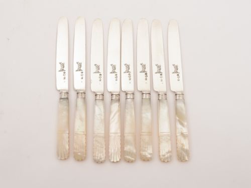 Silver and Mother of Pearl handled Dessert Set Sheffield 1821